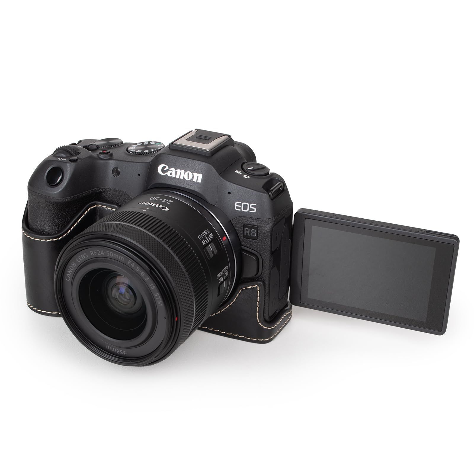 kinokoo EOS R8 ケース EOS RP ケース、kinokoo Canon ミラーレス一眼 カメラ EOS R8/EOS RP 専用  カメラケース ボディケース バッテリーの交換でき 三脚ネジ穴付き カメラケース PUレザー（ブラック） - メルカリ