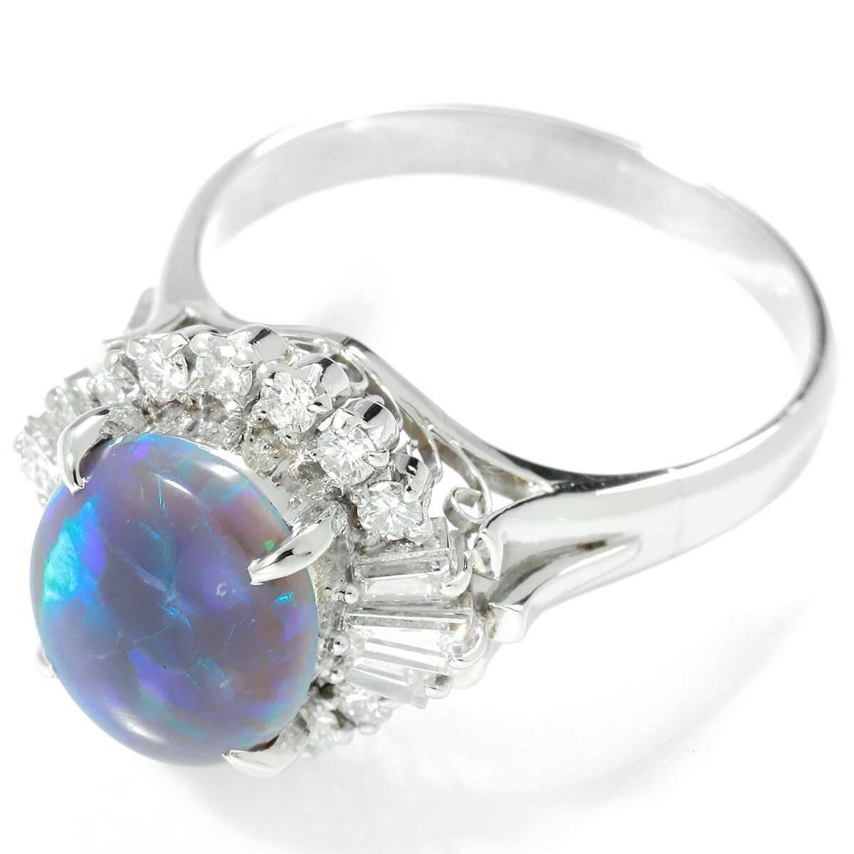 リング 指輪 オパール 0.66ct ダイヤモンド 0.27ct Pt900 14号 中古 