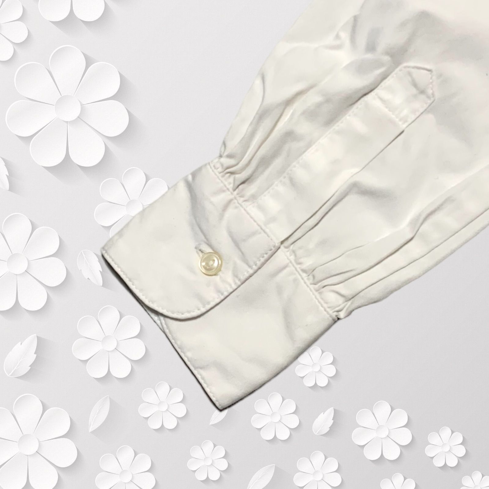 【美品】Polo Ralph Lauren 女子長袖フリルブラウス130cm ⭐️ポロラルフローレン⭐️襟フリル 長袖ブラウス 白 130cm