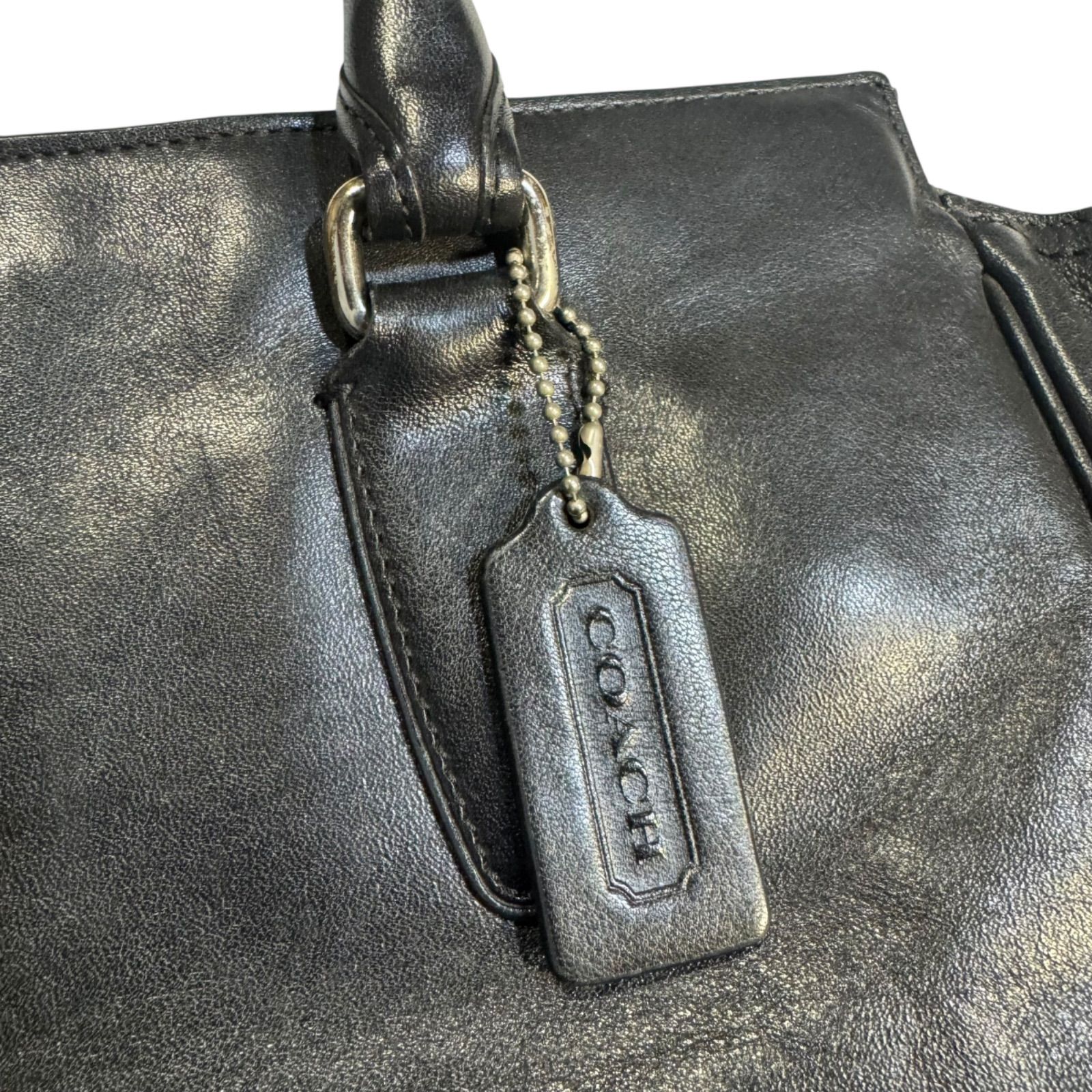 極美品 COACH コーチ ハンドバッグ レザー ブラック　タッセル C366 COACH コーチ ハンドバッグ ブラック レザー タッセル