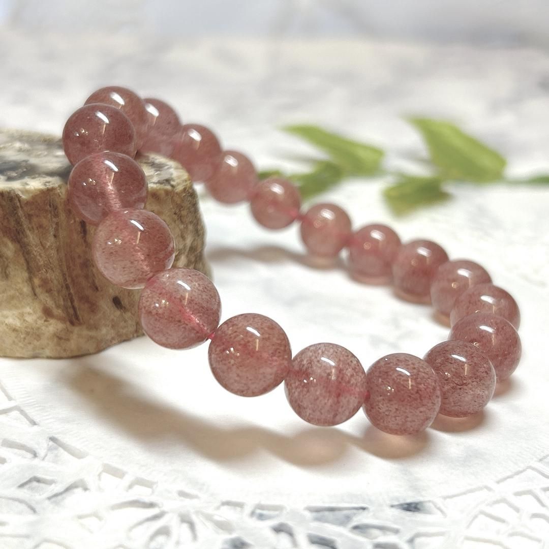 E12851 ストロベリークォーツ＊10㎜＊ロシア産＊ブレスレット＊Strawberry Quartz