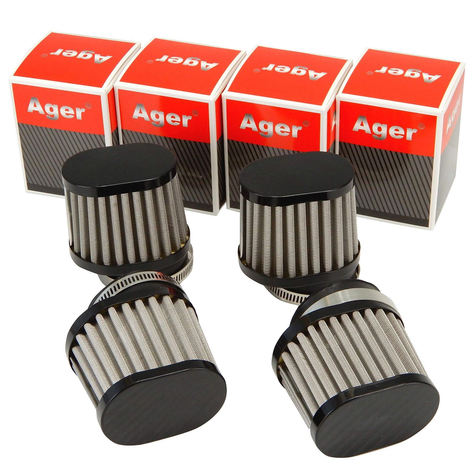 Size 50mm_Color ステンレス Ager 50mm オーバル パワーフィルター ステンレス 黒 4個