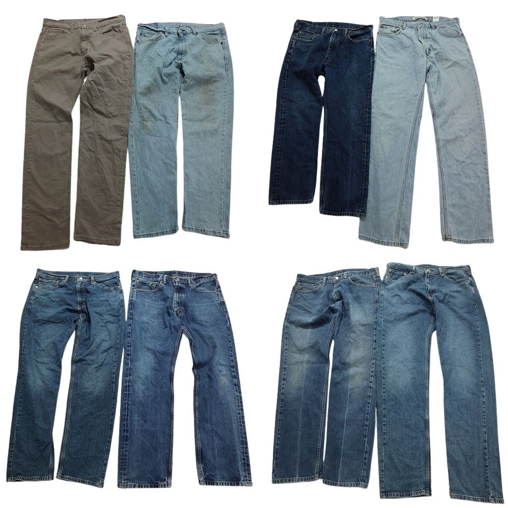 古着卸 まとめ売り リーバイス 505 デニム パンツ 8枚セット メンズ 36 インディゴブルー ライトブルー グランジ 古着 NC1286