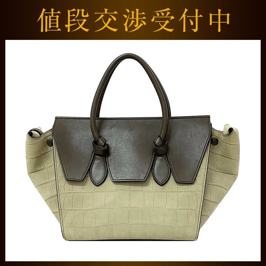 セリーヌ タイバッグ ハンドバッグ レザー ベージュ セリーヌ ハンドバッグ タイ バッグ ベージュ グレー 美品