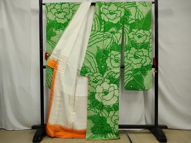 平和屋着物○豪華振袖・長襦袢(袷)セット 本場琉球紅型 扇面花文 鬼