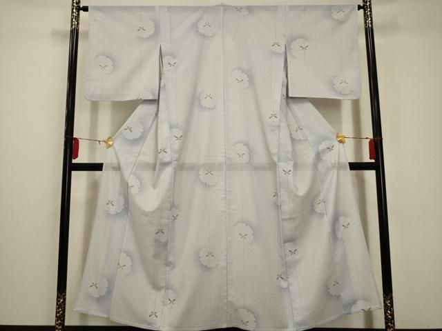 平和屋着物＊夏物 小紋 絽 雪輪舞蝶文 洗える着物 AABA5658sx