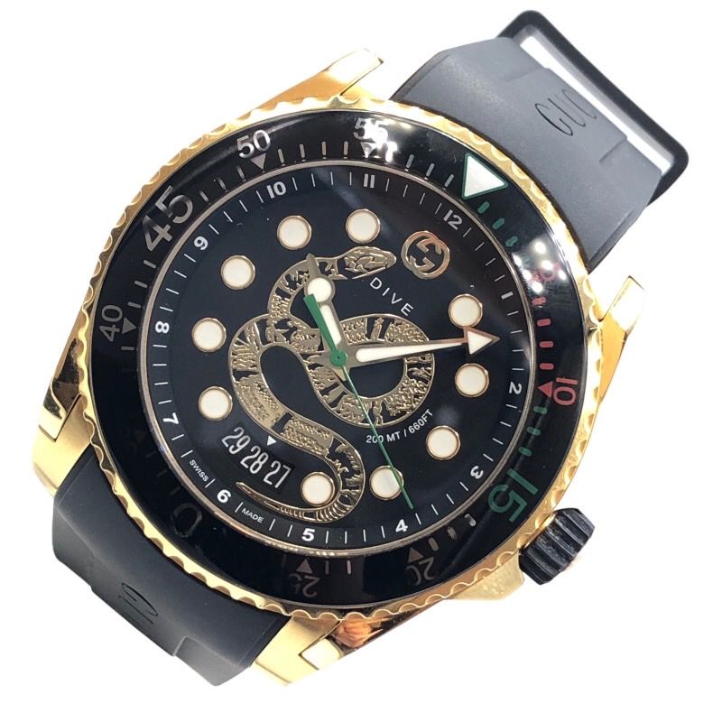 グッチ GUCCI ダイブスネーク 136.2 ブラック GP メンズ 腕時計 - メルカリ