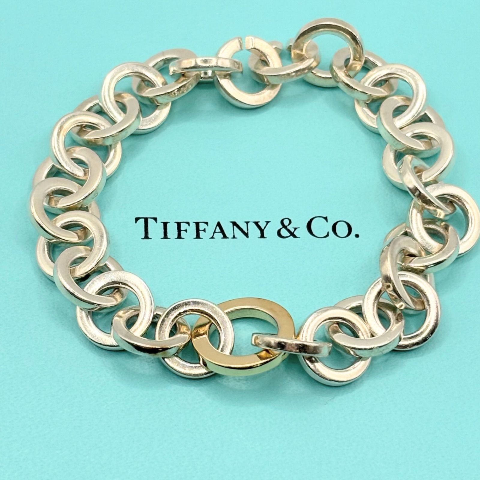 Tiffany ティファニー ラウンド リンク コンビ ブレスレット K18 925 Tiffany ティファニー ラウンド リンク コンビ ブレスレット K18 925