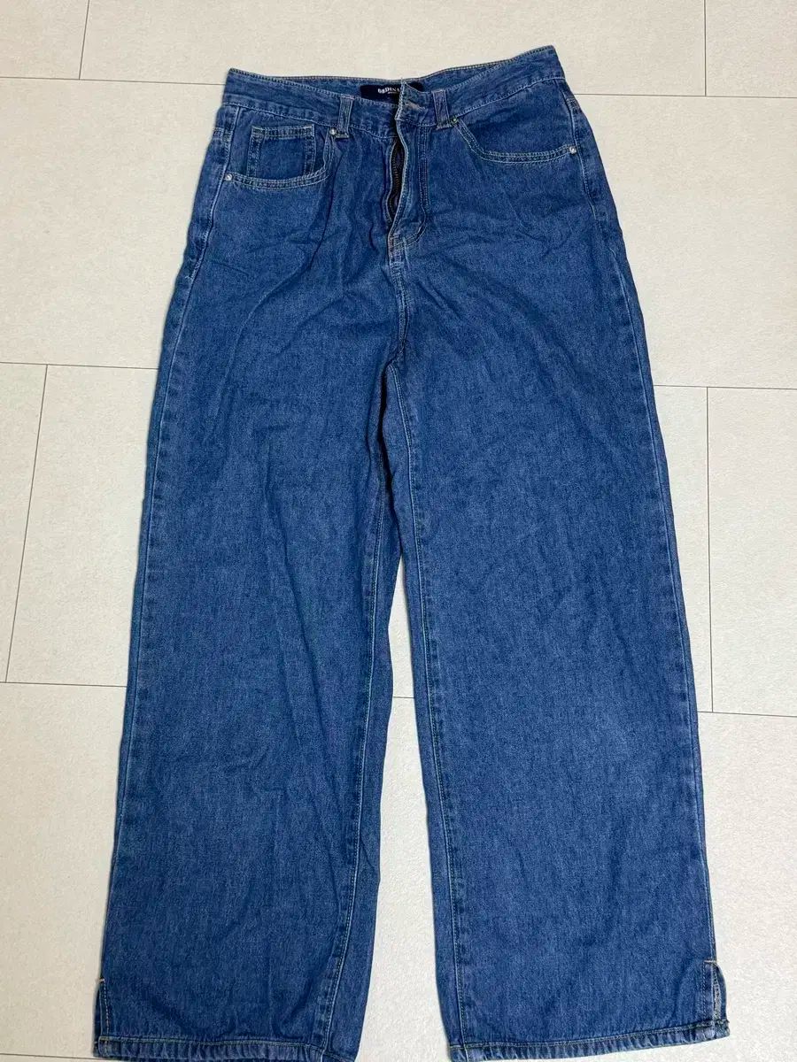 ワイドレッグパンツ 38サイズ インディゴブルー(mal.rerere押しパン) ワイドレッグパンツ 38サイズ インディゴブルー(mal.rerere押し