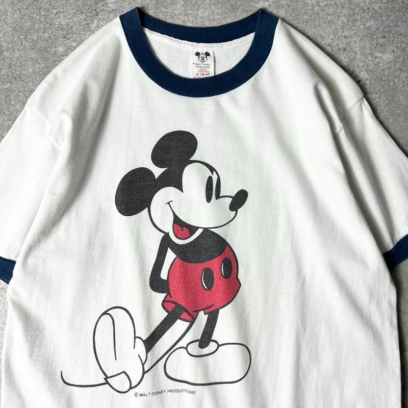 70s USA製 ディズニー オフィシャル ミッキー 染み込み プリント 70s USA製 ディズニー オフィシャル ミッキー 染み込み プリント