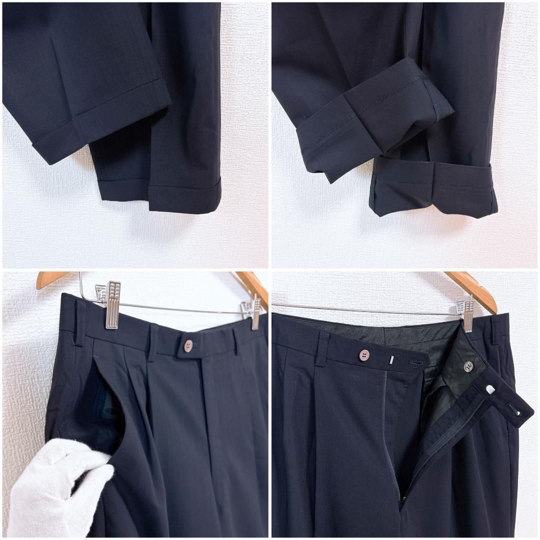 美品】 LANVIN ダブルスーツセットアップ R52-47 ネイビー 無地 - メルカリ