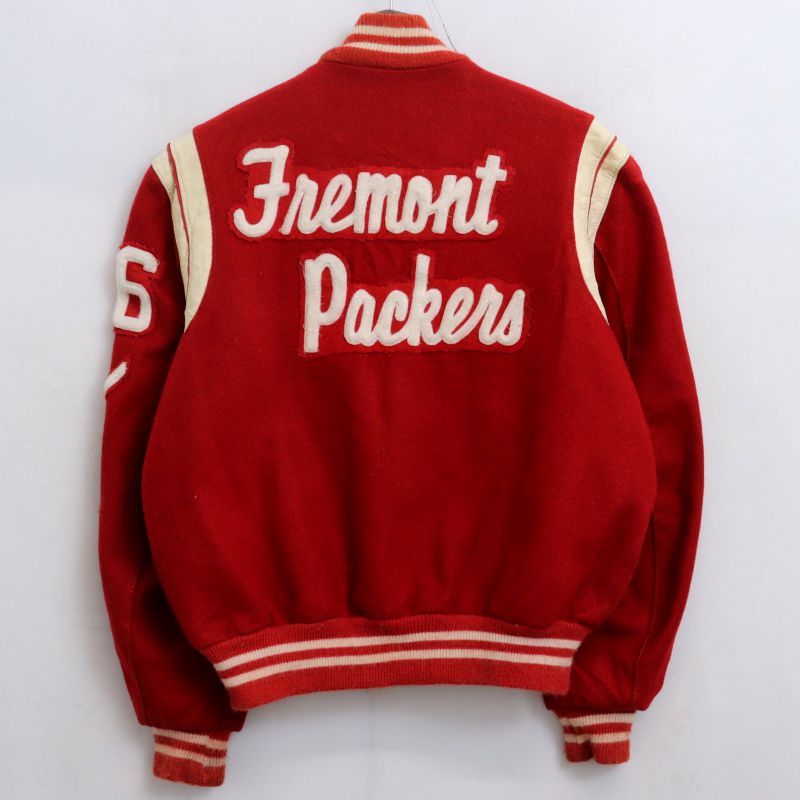 DeLONG usa製 アメリカ製 スタジャン 38サイズ 赤⁄クリーム DeLONG usa