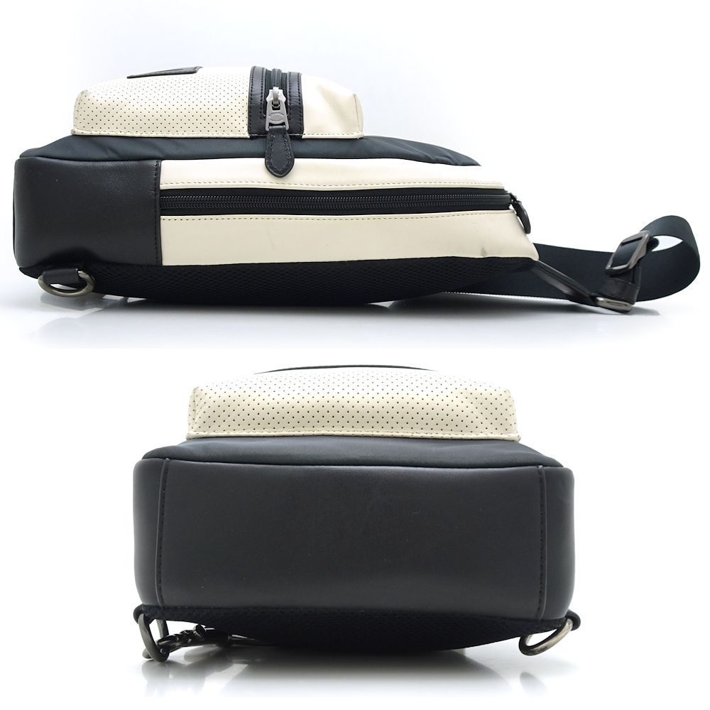 コーチ COACH F56877 ボディバッグ レザーxナイロン オフホワイト 