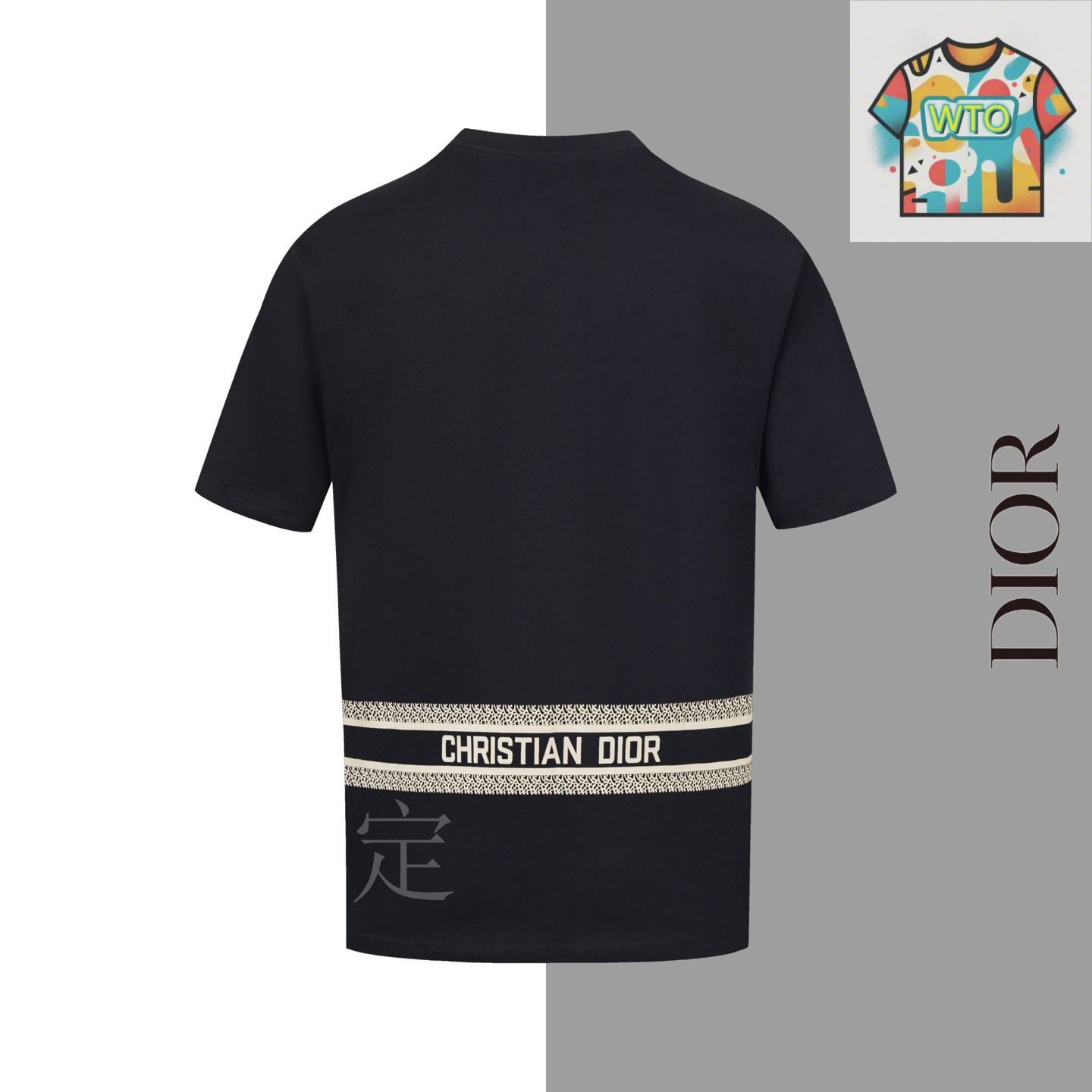 今日特価】DIOR Denim Patch Pocket Print Crew Neck T-Shirt-1