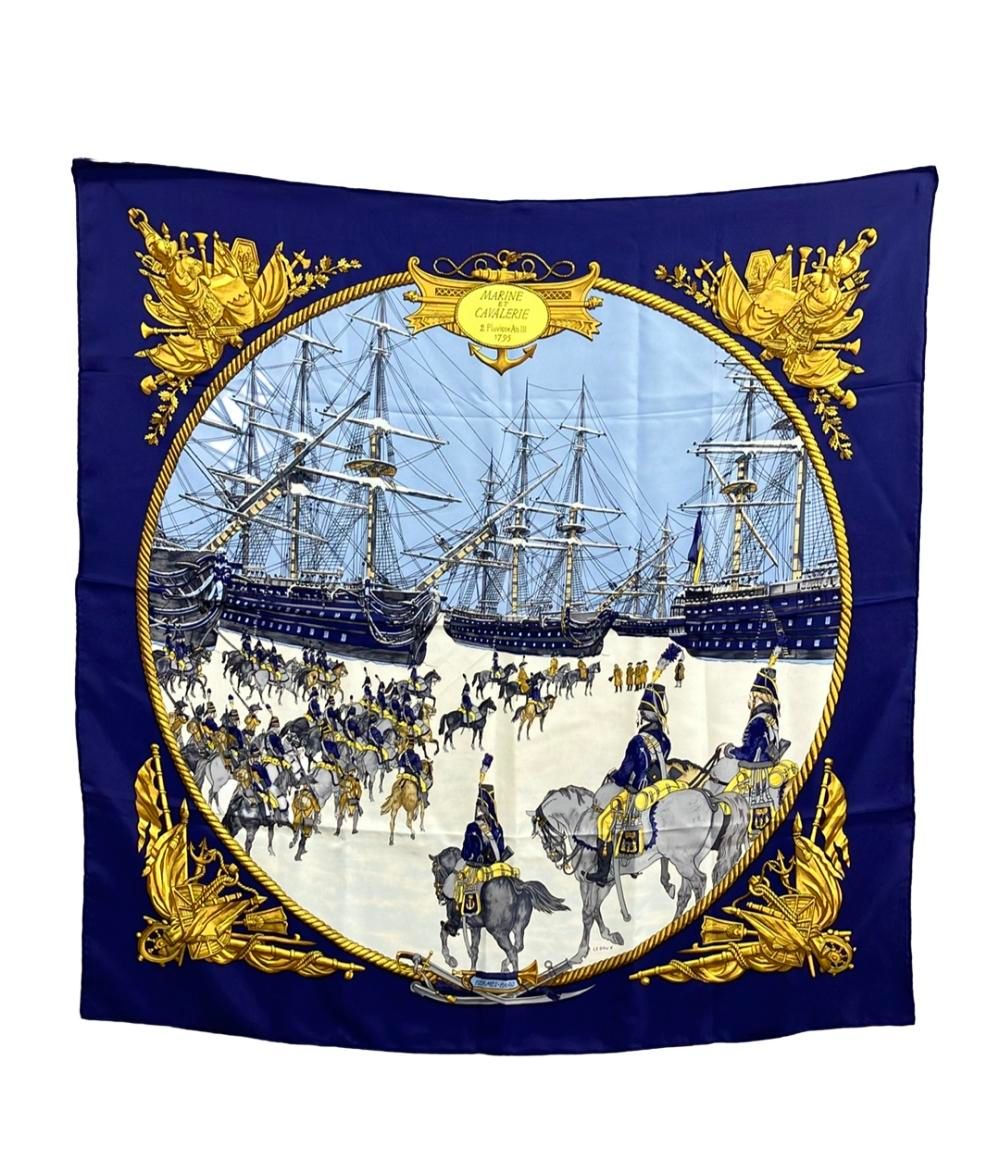 HERMES Marine et Cavalerie シルクスカーフ Hermès Marine et Cavalerie Silk Scarf