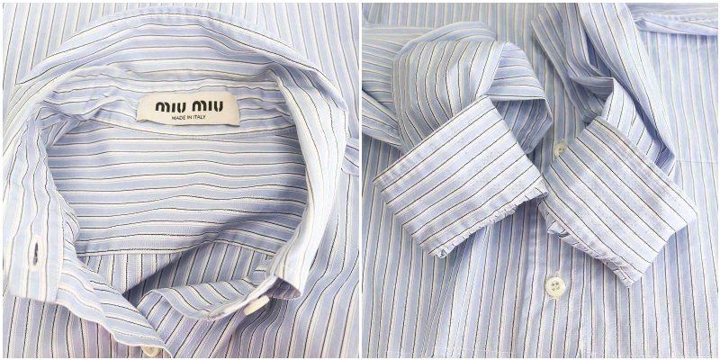 ミュウミュウ miumiu MK1741 24年製 ストライプ シャンブレー