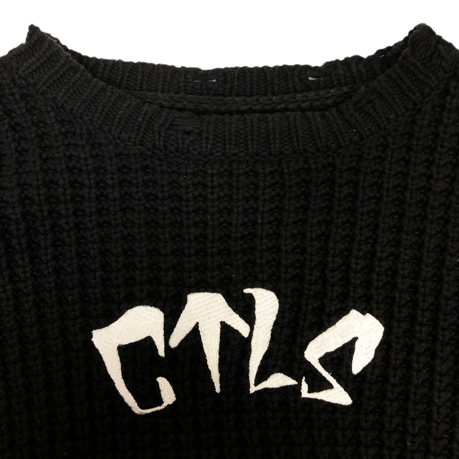 CVTVLIST カタリスト Crash Processing Logo Embroidery Damage Knit ...