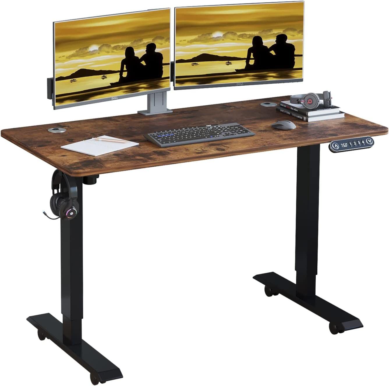 電動昇降式 机 つくえ 120CM×60CM 電動式スタンディングデスク オフィスワークテーブル パソコンラック 昇降式机 ゲーミングデスク デスク 電動式 高さ 71-117CM BilBil 高さ調節 メモリー機能付き