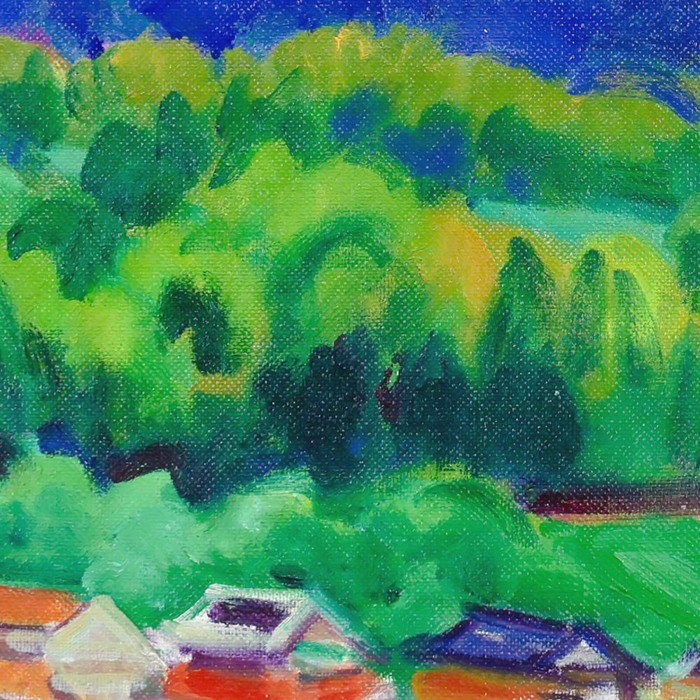 真作」田中忠雄「アッシジの家」風景画 油絵 絵画 油彩画 額装 P20号