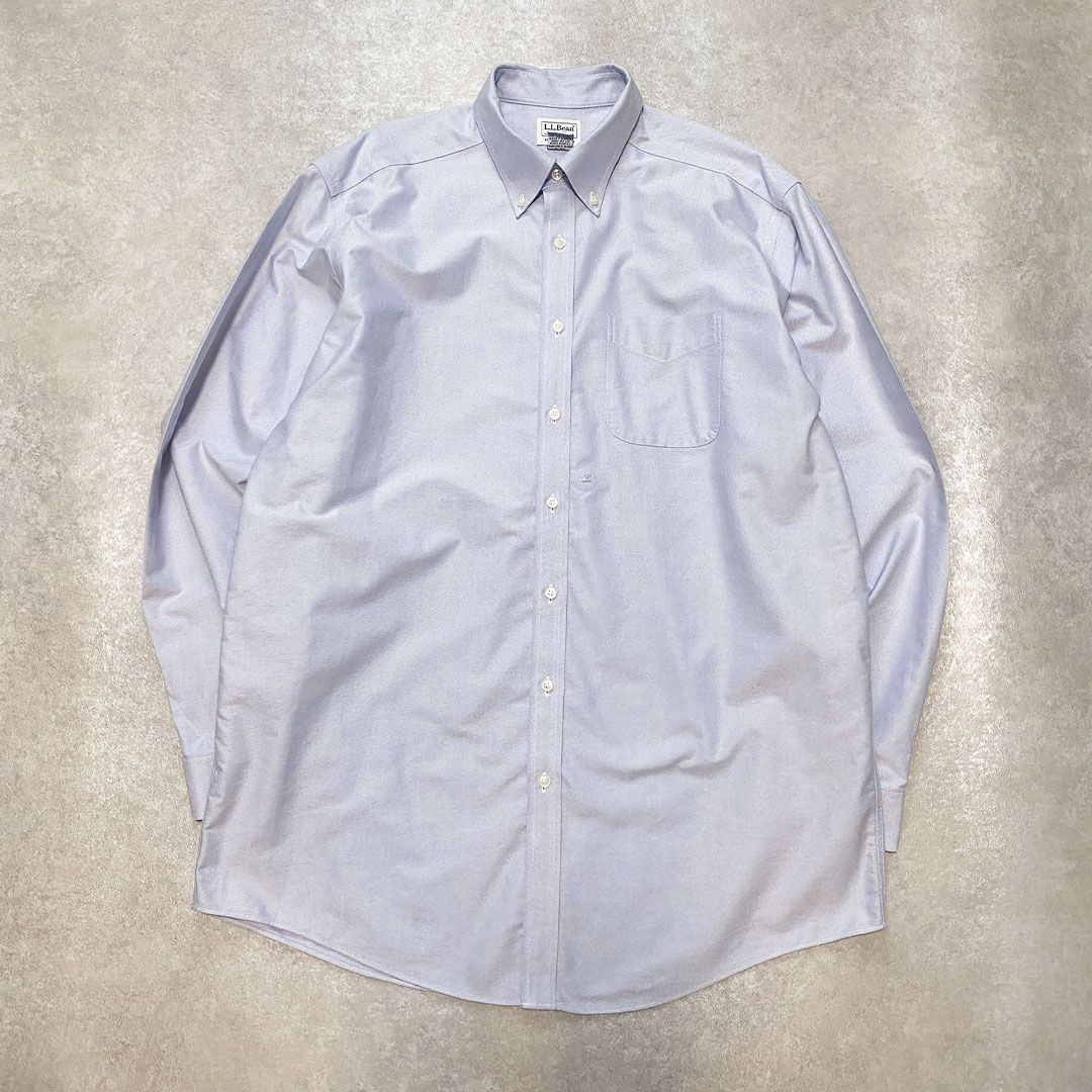 L.L.Bean エルエルビーン vintage 90's 無地 オックスフォード シャツ 16 1/2-36 青 209410 長袖 シャツ BD 大きいサイズ