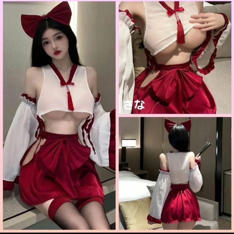 新品☆髪飾り付❗❗❗】超誘惑セクシー♥️巫女様コスプレ