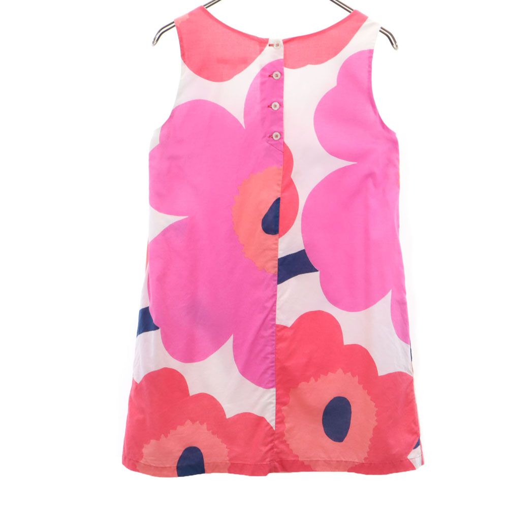 マリメッコ 花柄 ノースリーブ ミニワンピース 36 ピンク系 marimekko