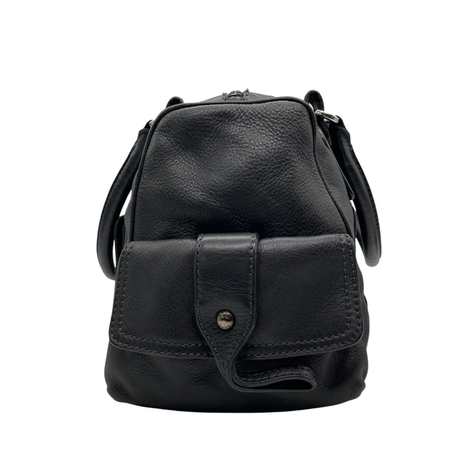 美品　TOD'S トッズ　オールレザー　シルバーロゴ　ミニボストン　黒 極美品 TOD'S トッズ ボストンバッグ ハンドバッグ ミニボストン