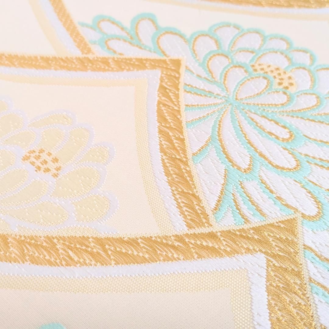 【新品・仕立て上がり】正絹 袋帯 フォーマル 白 唐織 菱 古典 b107綾袋帯