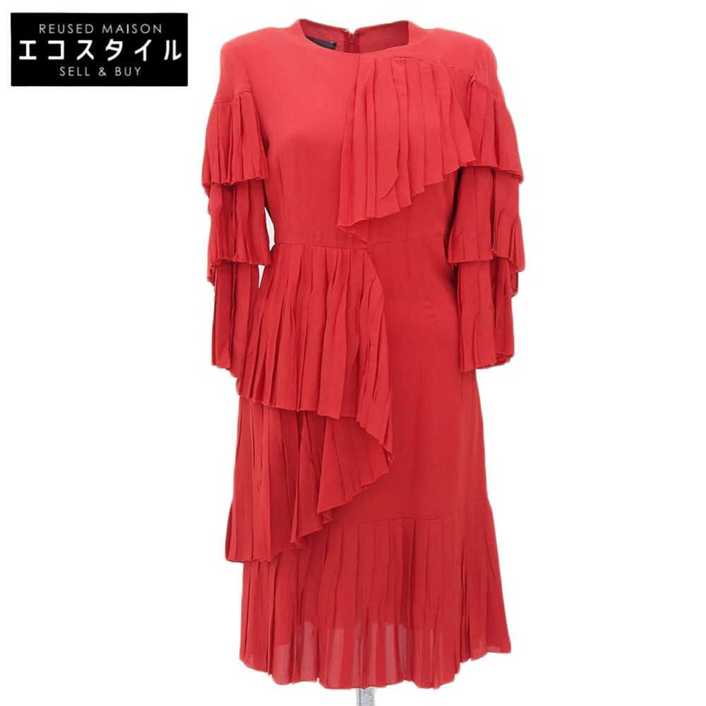 GUCCI グッチ ミケーレ期 15-16AW シルク アシンメトリープリーツ ドレスワンピース レディース レッド 36 404477 ZFS18 36