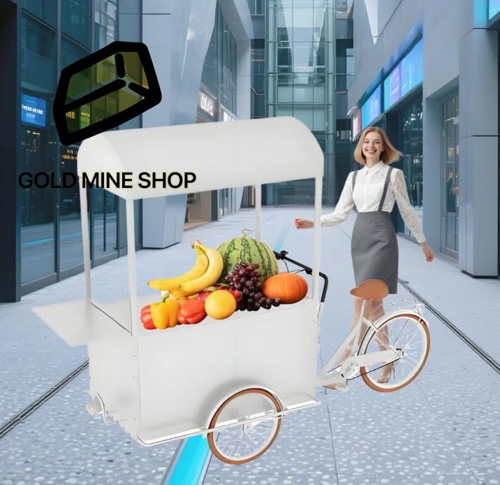 逆シート付き三輪車フードカート テールライト付き屋台食品販売三輪車 ショッピングモール ナイトマーケット用の食品飲料ディスプレイ自転車カート 白