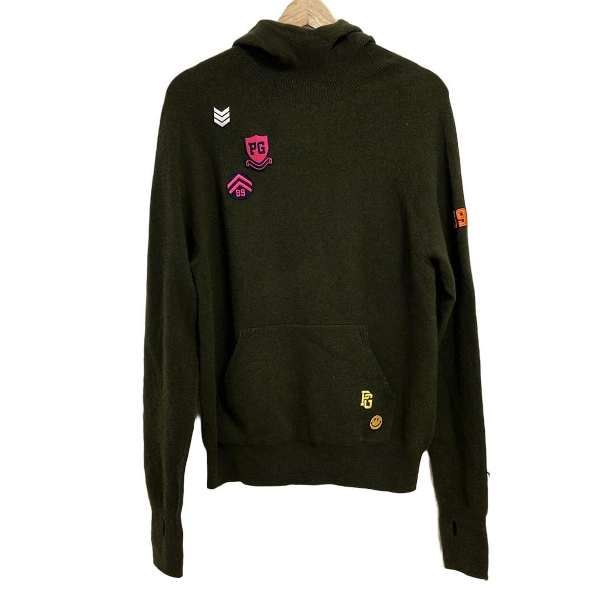 PEARLY GATES パーリーゲイツ パーカー サイズ4 XL レディース - カーキ 長袖|ニット|ワッペン|プルオーバー