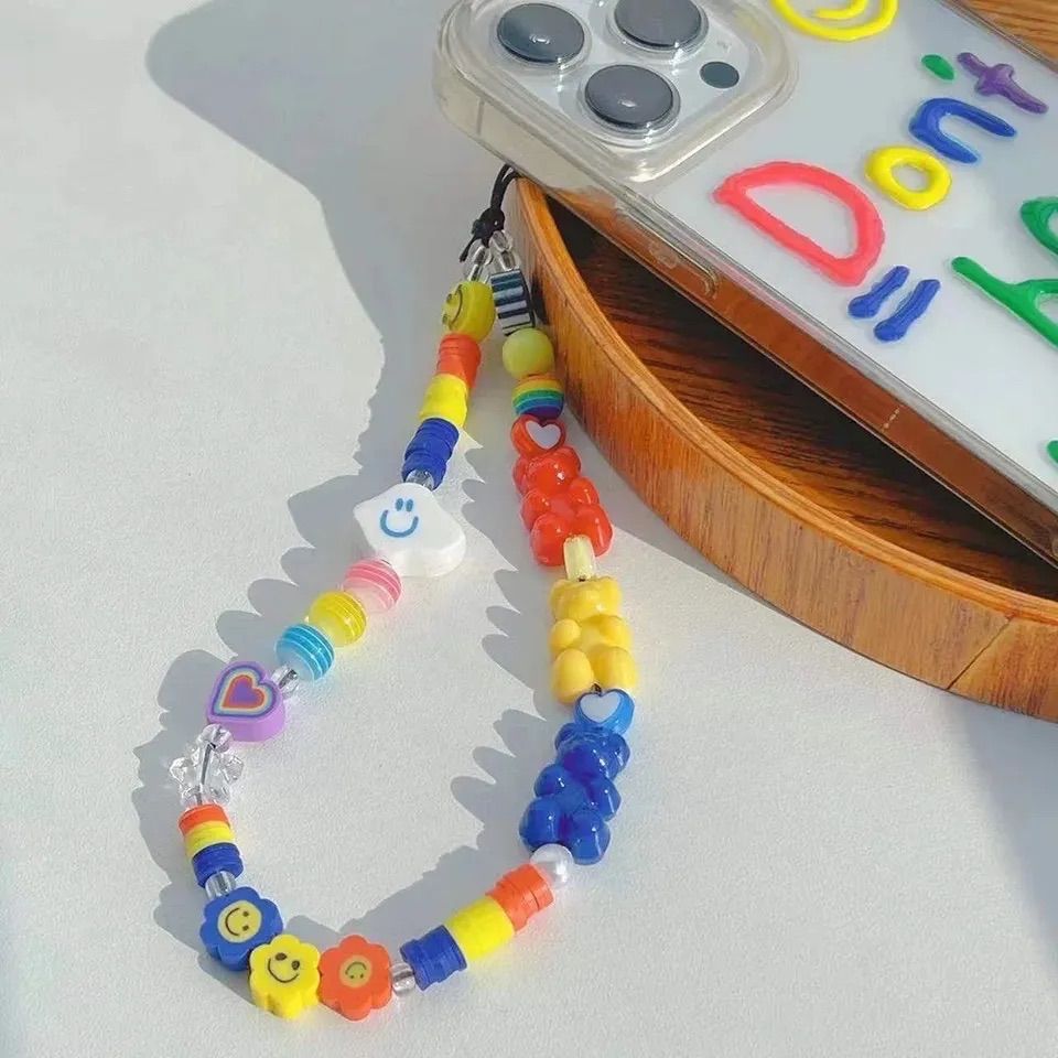 レトロなブルー系ビーズ☆スマホストラップ - メルカリ