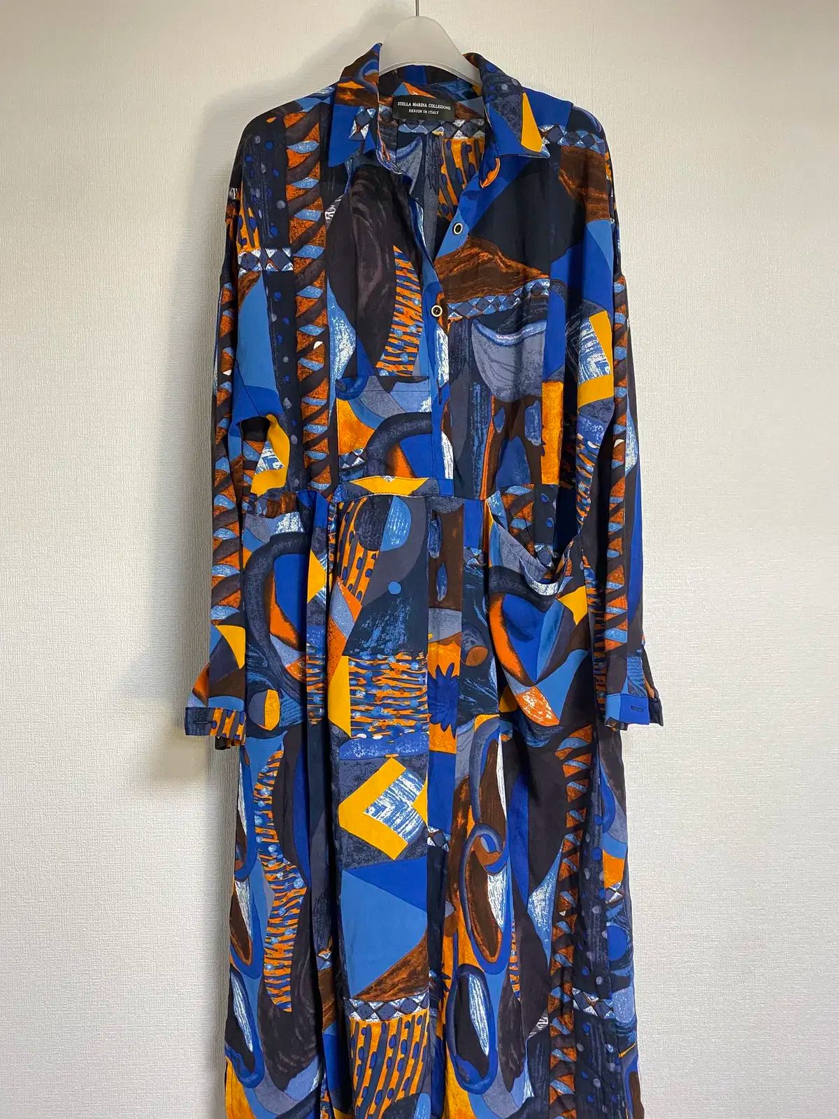収入| 素晴らしい エスニック柄シャツロングドレス 32