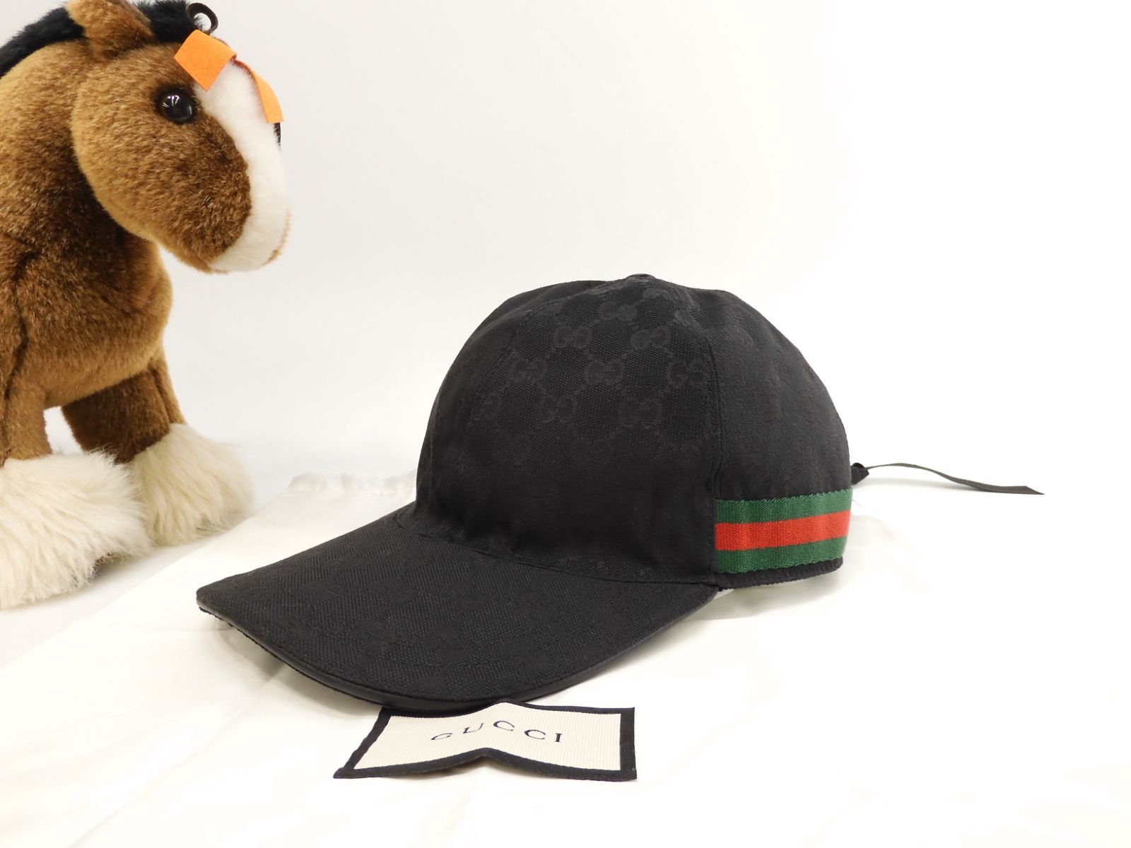 売る GUCCI グッチ GGキャンバス 黒 ゴールド金具 Lサイズ ハット 帽子