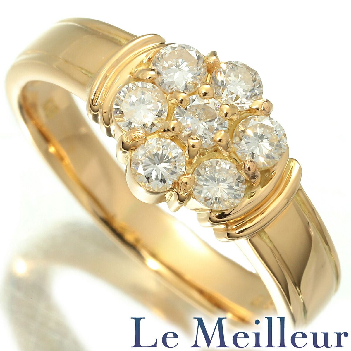 フラワーモチーフリング 指輪 ダイヤモンド 0.5ct K18 12号 中古  