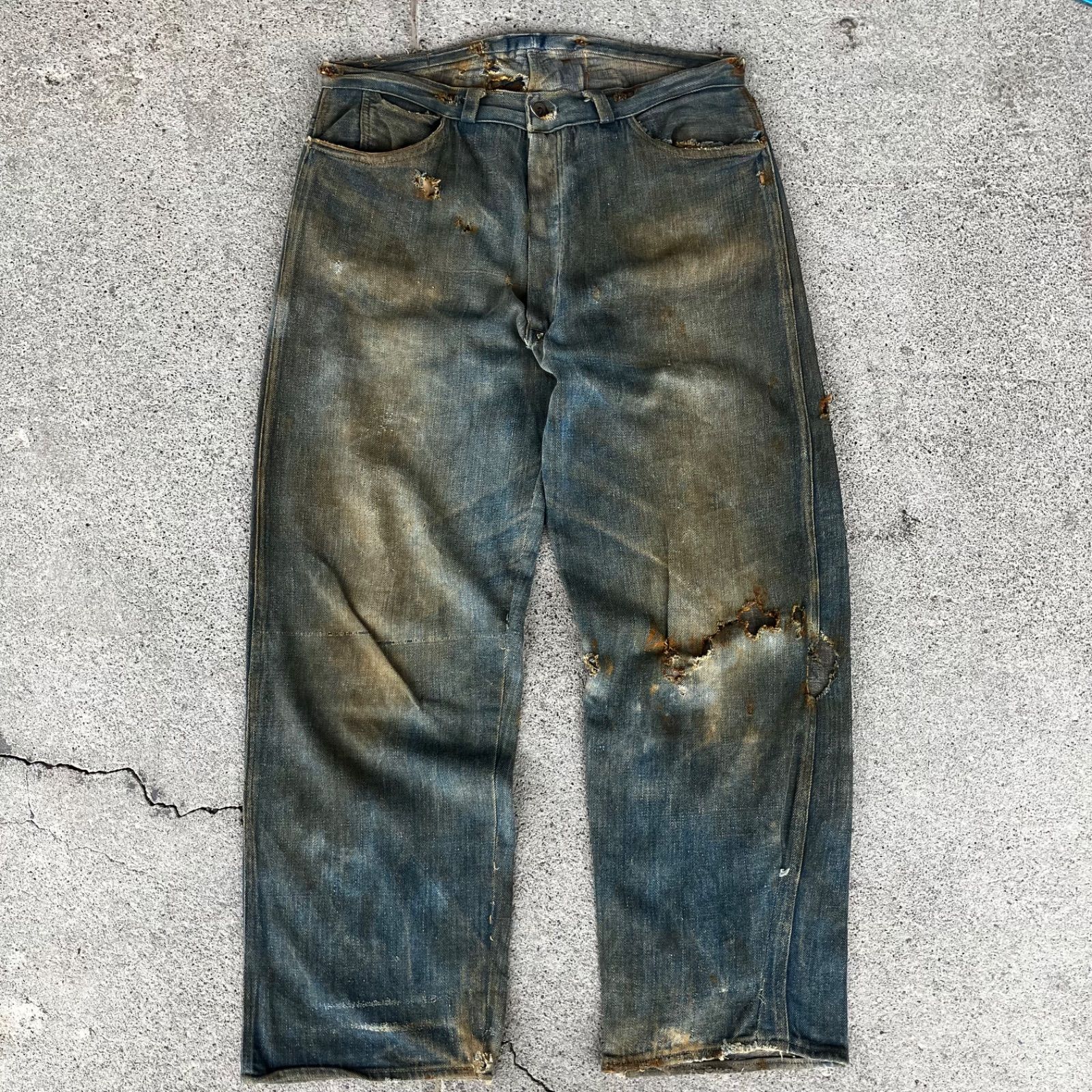 1920s 30s vintage デニムパンツ antique 布パッチ セルビッジ 1920s 30s vintage デニムパンツ antique 布パッチ セルビッジ