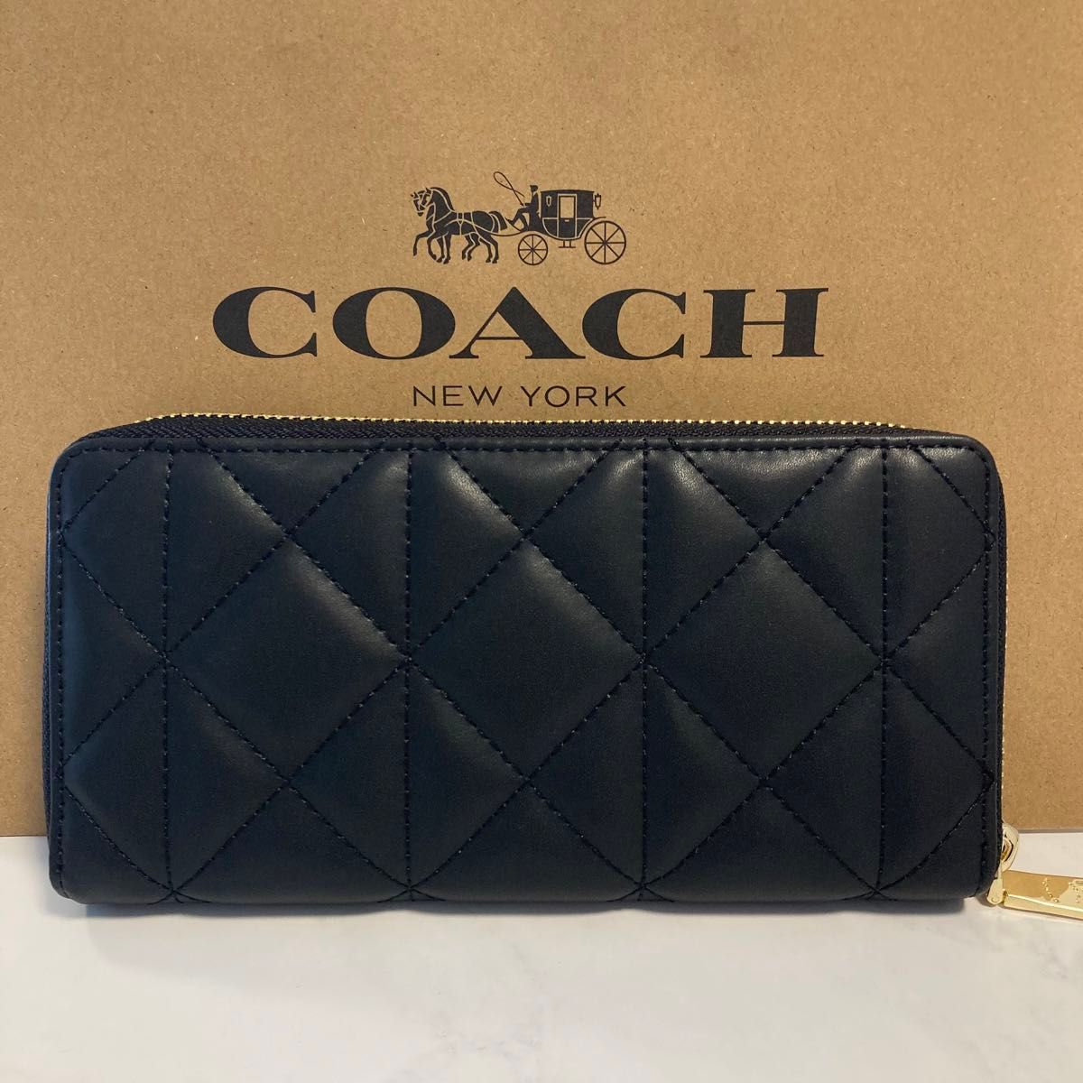 新品 COACH 長財布 コーチ 長財布 レディース メンズ ブラックライン シルバー シグネチャー - メルカリ