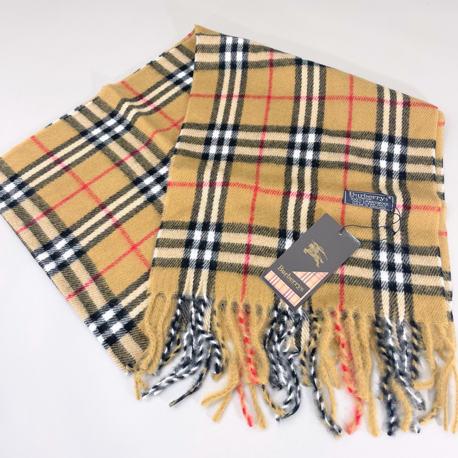 【美品✨】バーバリー ノバチェック マフラー キャメル　ラム　ウール100％ Burberry バーバリー ラムウール100%ノバチェックマフラー キャメル