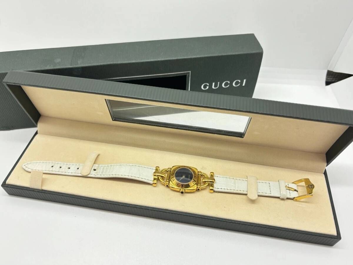箱付】GUCCI 6300L ゴールド×ブラック クォーツ レディース