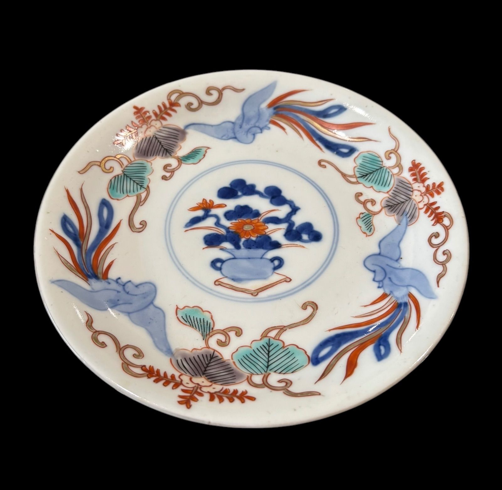 伊万里 絵皿 [鳳凰草花文] 染錦 小皿 丸皿 平皿 盛り皿 飾り皿