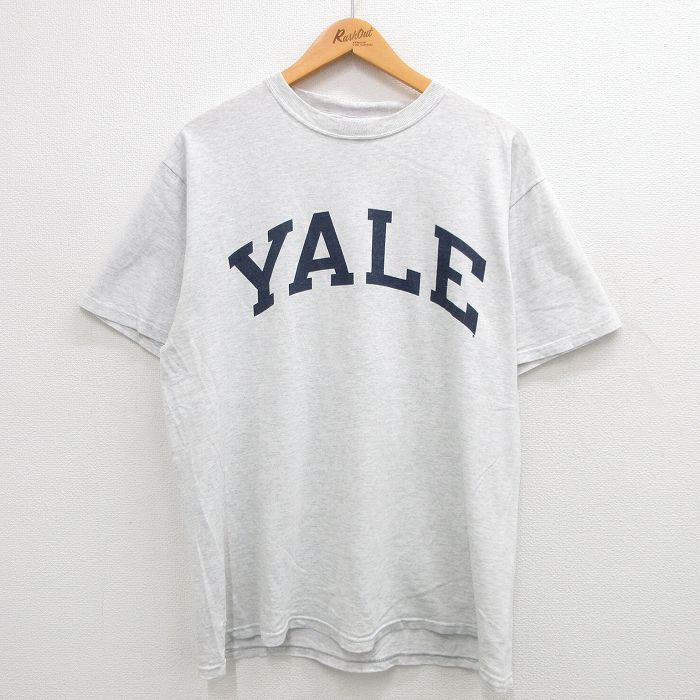 XL/古着 チャンピオン champion 半袖 ビンテージ Tシャツ メンズ 00s イェール YALE クルーネック 薄グレー 霜降り 24may18 中古