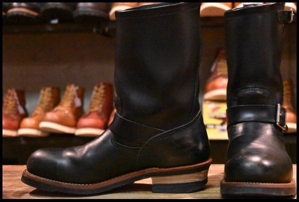 【9D 良品 10年】レッドウィング 2268 エンジニア 黒 ブラッククローム スチールトゥ ブーツ redwing HOPESMORE【EF270】