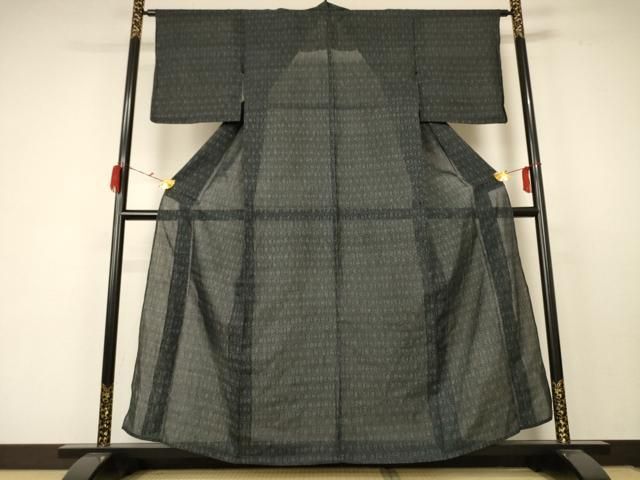 平和屋着物＊夏物 紗紬 幾何学文様 正絹 逸品 AABC1874jd