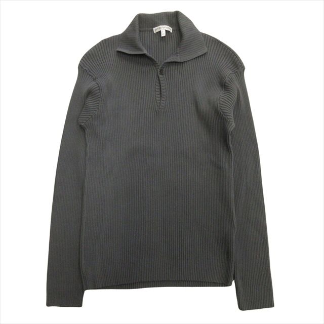 エンポリオアルマーニ EMPORIO ARMANI 90's ニット ポロシャツ セーター ヘンリーネック コットン リブ オールド ビンテージ ヴィンテージ I52 グレー メンズ※
