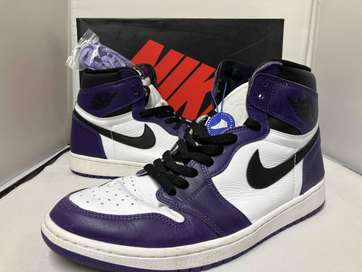 箱付き】 NIKE AIR JORDAN 1 RETRO HIGH OG COURT PURPLE WHITE