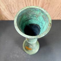 値下・極美品・共箱あり・】秦蔵六 塗金銅花器 立鼓式 花瓶