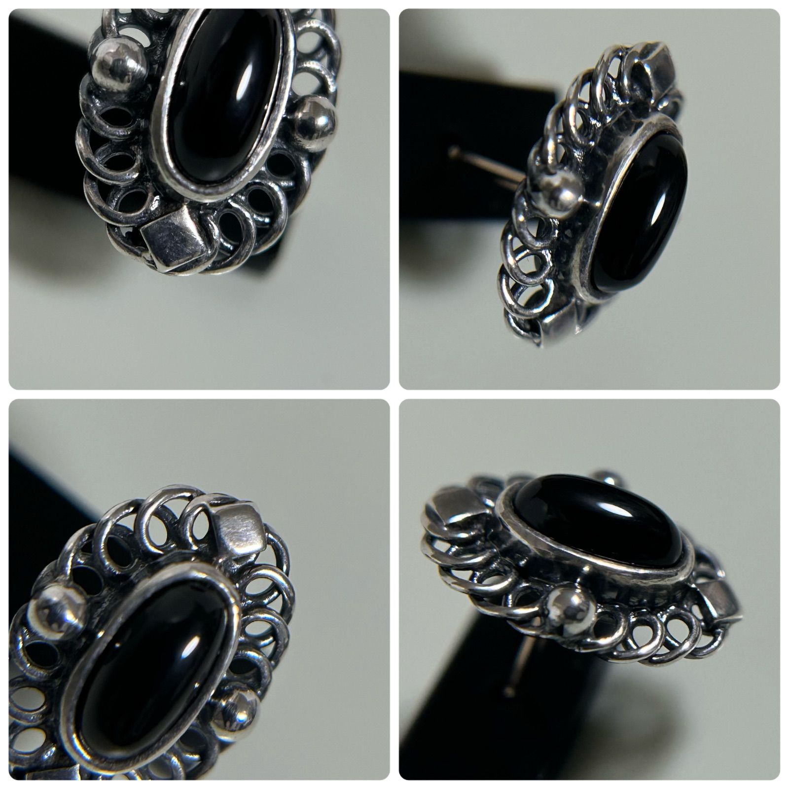 ジョージジェンセン 希少 ピアス 2004 オニキス 925 Georg Jensen
