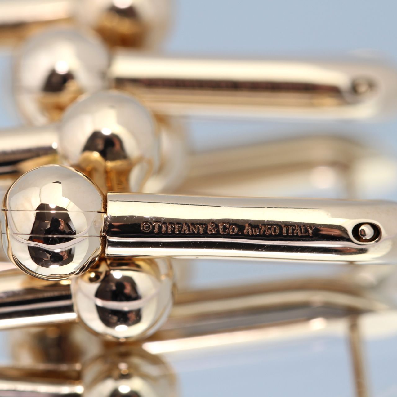 美品 ティファニー TIFFANY＆CO．ハードウェア ラージ リンク ピアス 