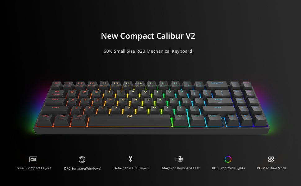 新品・送料無料】DREVO Calibur V2 TE RGB 60% ゲーミングキーボード