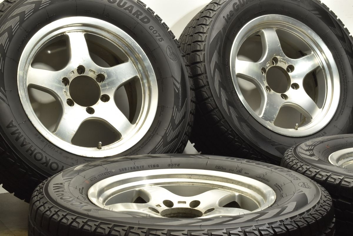 程度良好 5本スポーク 17in 7.5J 25 PCD139.7 ヨコハマ アイスガード G075 265 65R17 プラド ハイラックス サーフ パジェロ